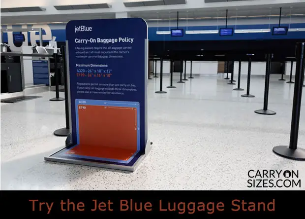 jetblue check in baggage size